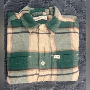Abercrombie Kids Green and Tan Plaid Shirt